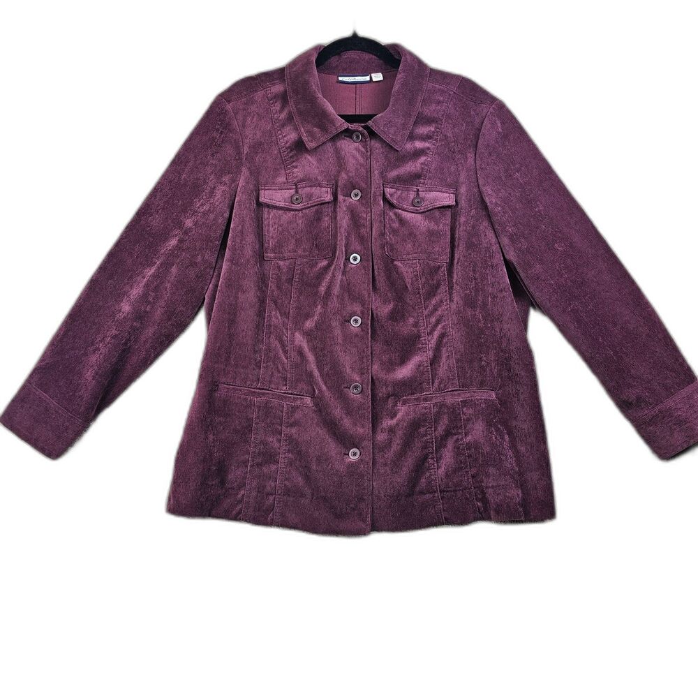 Croft & Barrow Corduroy Blazer Shacket Burgundy Women's Size 1X